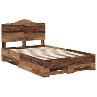Bedframe met hoofdeinde Oudhout 120 x 190 cm Bewerkt hout - thumbnail