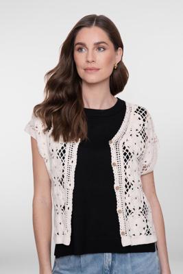 Geisha Vest Crochet 64001-10 Gilets 718 Ecru