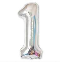 2 stuks 40 inch aluminium folie nummer ballonnen verjaardag bruiloft verlovingsfeest decor Kids bal Supplies (1-zilver) - thumbnail