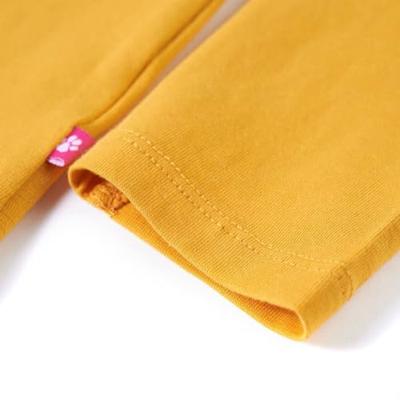 Kindershirt met lange mouwen konijnenprint 128 okerkleurig - thumbnail