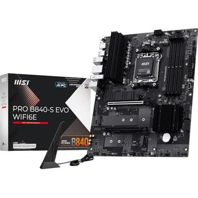 MSI PRO B840-S EVO WIFI6E Moederbord Socket AMD AM5 Vormfactor ATX Moederbord chipset AMD® B840