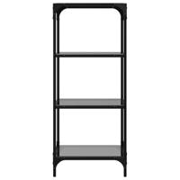 VidaXL Opbergrek met zwart glazen blad 40x30x95 cm staal - thumbnail