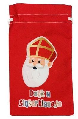 Pepernotenzakje ”Dank u Sinterklaasje” Rood (15x25cm)