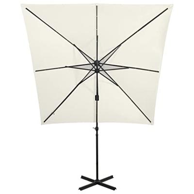 VidaXL Zweefparasol met paal en led-verlichting 250 cm zandkleurig