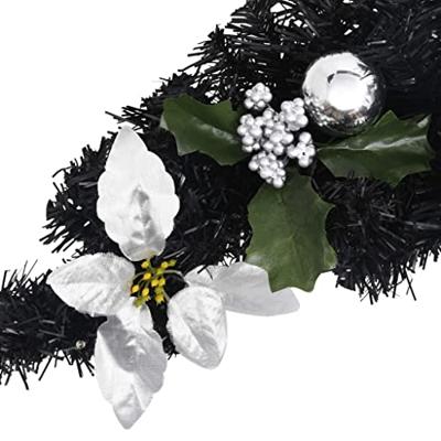 VidaXL Kerstboog met led-lampjes 90 cm pvc zwart VidaXL Kerstboog met led-lampjes 90 cm pvc zwart