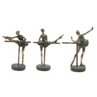 Decoratieve figuren Home ESPRIT Grijs Gouden Balletdanseres 14 x 8 x 20 cm (3 Stuks) - thumbnail
