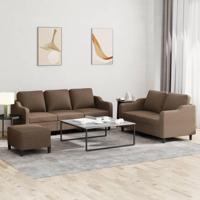 4-delige Loungeset met kussens stof bruin - thumbnail