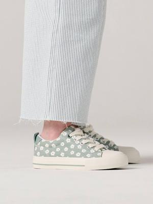 Stoffen decoratieve sneakers voor meisjes groen, bedrukt Stoffen decoratieve sneakers voor meisjes groen, bedrukt