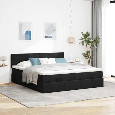 Ottoman bed met matrassen 160x200cm stof zwart