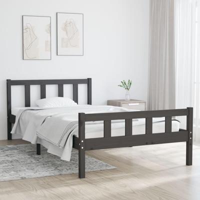 Bedframe massief hout grijs 100x200 cm