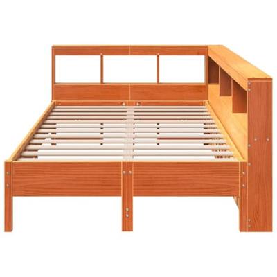 Bed met boekenkast zonder matras grenenhout wasbruin 120x190 cm
