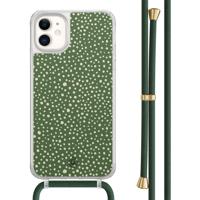 iPhone 11 hoesje met groen koord - Green dots - thumbnail