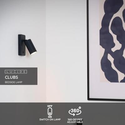 Lucide CLUBS - Bedlamp / Wandlamp - 1xGU10 - Zwart