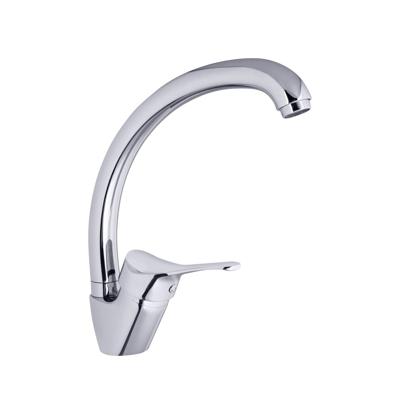 ATTICA ééngreepsmengkraan keuken met ronde uitloop, chroom kraan met ronde uitloop en draaibereik 360° keramische schijven geluidsarme, verwisselbare 40 mm-cartouche flexibele metalen aansluit