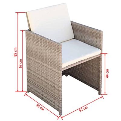 Tuinstoelen 2 st met kussens poly rattan beige Tuinstoelen 2 st met kussens poly rattan beige