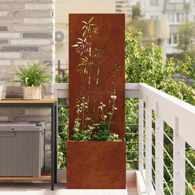 VidaXL Tuin privacy screen bloemen roestig 50 x 140 cm cortenstaal