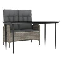 2-delige Tuinset met kussens poly rattan grijs - thumbnail
