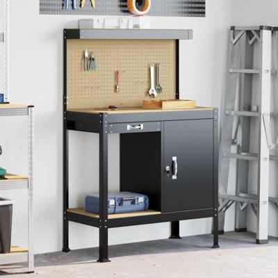 Werkbanken met lade Zwart 81 x 41 x 145 cm Bewerkt hout