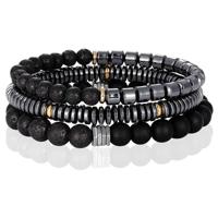 Memphis kralen armbanden Set Agaat Hematiet Zwart - thumbnail