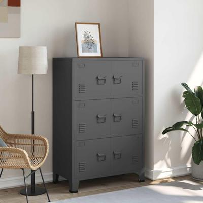 Opbergkast industrieel 70x40x115 cm metaal antracietkleurig