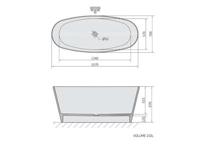 Vrijstaand Bad Sapho Tess Gegoten Marmer 157x70x67 cm Wit - thumbnail