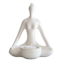 Waxinelichthouder keramiek - waxinelichthouder Balance Yoga - waxinelichthouder wit - thumbnail