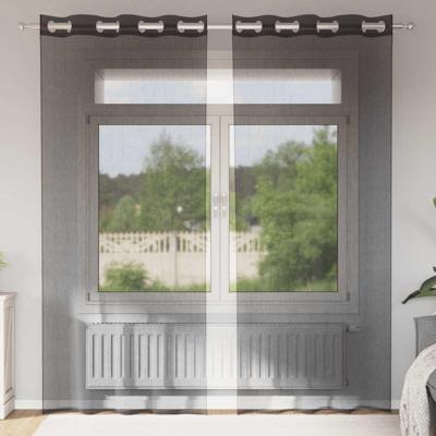 Gordijnen voile met doorvoertules 2 st 140x225 cm zwart