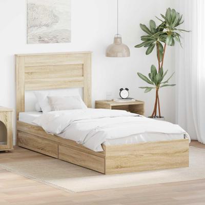 Bedframe met lade Sonoma Eiken 75 x 190 cm Bewerkt hout