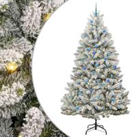 Kunstkerstboom met 300 LED Groen en Wit 240 cm PVC en Metaal - thumbnail