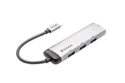 Verbatim USB 3.2 Gen 1-hub 4 poorten Met USB-C stekker, LED-weergave Grijs Verbatim USB 3.2 Gen 1-hub 4 poorten Met USB-C stekker, LED-weergave Grijs