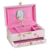 Goki muziekdoos ballerina bloemen roze - thumbnail