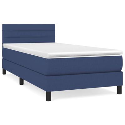 Boxspring met matras stof blauw 90x200 cm
