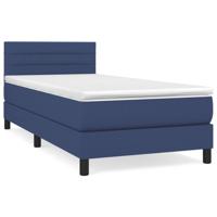 Boxspring met matras stof blauw 90x200 cm - thumbnail