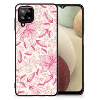 Samsung Galaxy A12 Bloemen Hoesje Pink Flowers - thumbnail