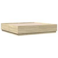 Bedframe bewerkt hout sonoma eikenkleurig 200x200 cm - thumbnail