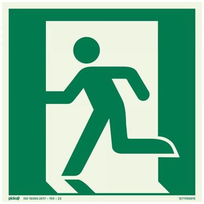 Bord Nooduitgang links FTLM - 150x150 mm zelfklevend.