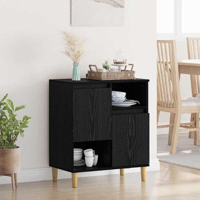 Dressoir Zwart eiken 35 x 60 x 70 cm Bewerkt hout