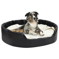 VidaXL Hondenmand 99x89x21 cm pluche en kunstleer zwart en beige - thumbnail