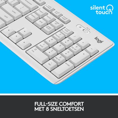 Pack Keyboard Mouse - Draadloos - Logitech - MK295 - SilentTouch - Numeriek toetsenbord - Frans AZERTY-toetsenbord - Wit