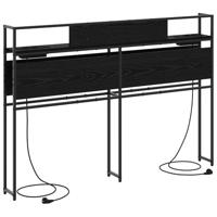 Opberghoofdbord met hoofdeinde met opslag Zwart eiken 150 cm Bewerkt hout - thumbnail