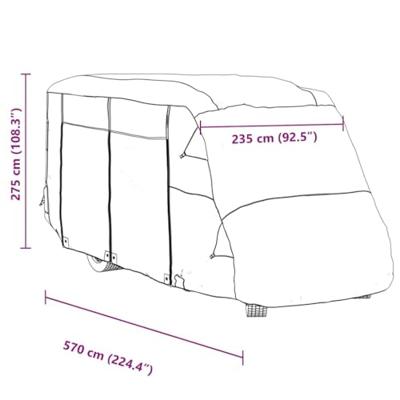 Camperhoezen 570x235x275 cm vliesvlies grijs