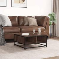 Salontafel 60,5x60,5x30 cm bewerkt hout en metaal bruin eiken - thumbnail