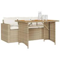 2-delige Tuinset met kussens poly rattan beige - thumbnail
