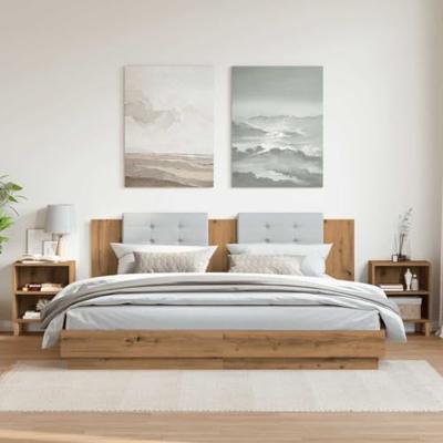 Nachtkastjes 2 st 40x30x50cm bewerkt hout artisanaal eikenkleur Nachtkastjes 2 st 40x30x50cm bewerkt hout artisanaal eikenkleur