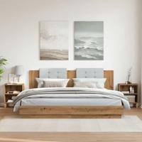 Nachtkastjes 2 st 40x30x50cm bewerkt hout artisanaal eikenkleur - thumbnail