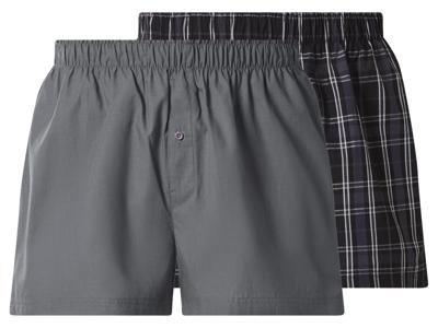 esmara Men Set van 2 heren boxershorts (Grijs/geruit, XXL)