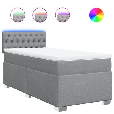 Boxspring met matras stof lichtgrijs 120x190 cm - thumbnail
