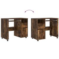 Bureau met Wielen Gerookt eiken 91 x 50 x 77 cm Bewerkt hout - thumbnail