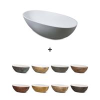 Vrijstaand Ligbad Luca Sanitair Bagno Metallo 180x80x60 cm Mineraalsteen Mat Wit (Kleurafwerking Naar Keuze) - thumbnail