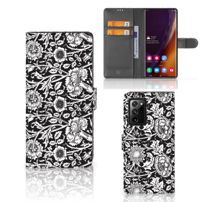 Samsung Galaxy Note20 Ultra Hoesje Black Flowers Samsung Galaxy Note20 Ultra Hoesje Black Flowers